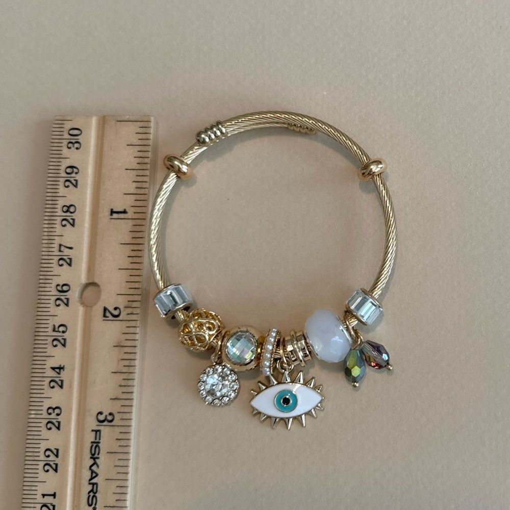 Gold Charm Bracelet with Eye Pendant - Picture 3 of 3